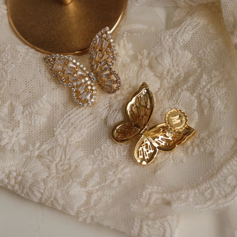 Light luxury high-grade butterfly mosquito coil ear clip without pierced women's super flash Mori style fresh earrings summer fashion