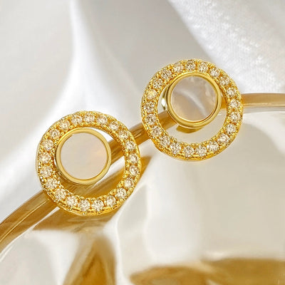 1 Pair IG Style Novelty Circle Hollow Out Inlay Copper Zircon Ear Studs