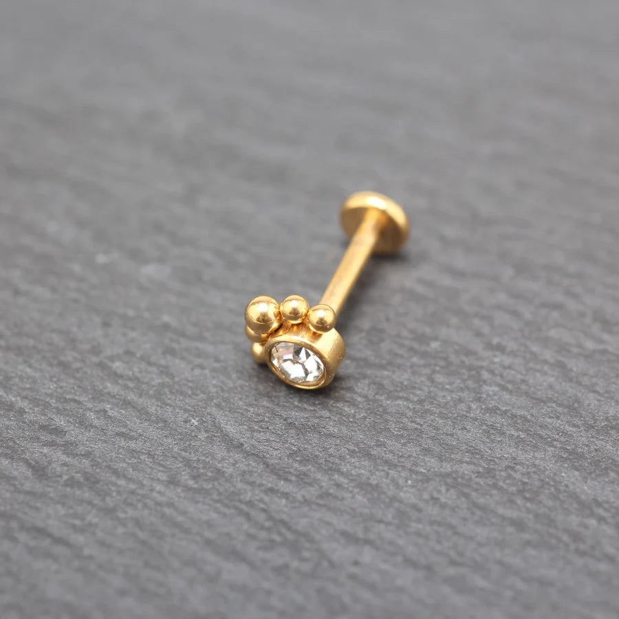 1 Piece Lip Rings Hip-Hop Punk Geometric 304 Stainless Steel 316 Stainless Steel  Inlay Rhinestones 18K Gold Plated Lip Rings Ear Cartilage Rings & Studs