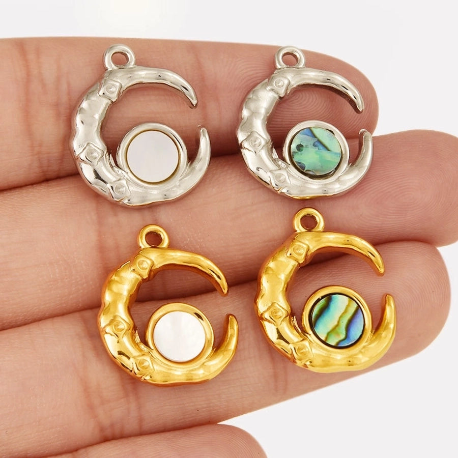 Jewelry Vintage Style Classic Style Moon 304 Stainless Steel Shell Abalone Shell 18K Gold Plated Irregular Plating Pendant Necklace