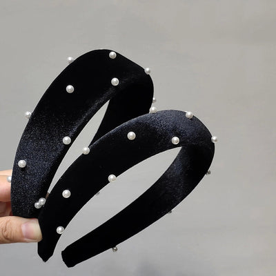 black velvet headband pearls headband retro korean headdress