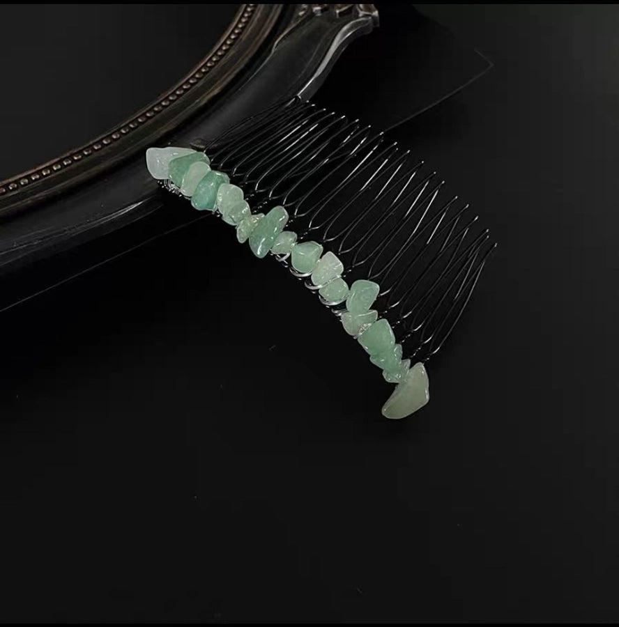 retro ethnic style geometric crystal handmade insert comb