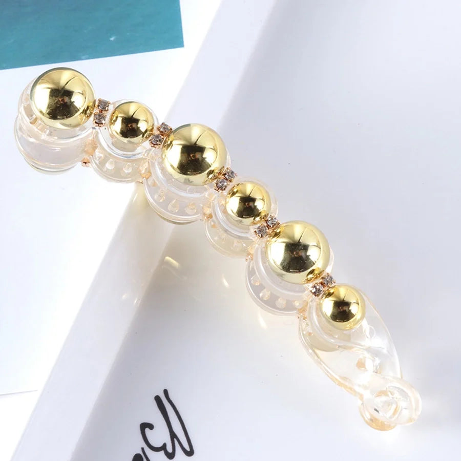 simple style geometric plastic artificial pearls hair clip