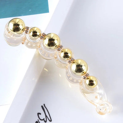 simple style geometric plastic artificial pearls hair clip