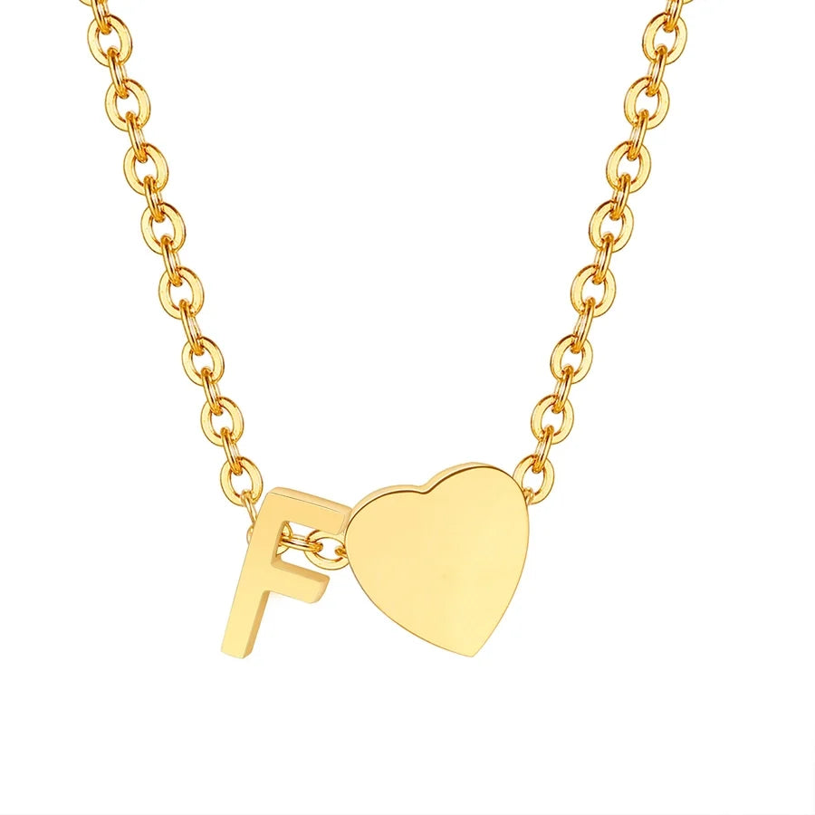 Jewelry Simple Style Commute Letter Heart Shape 201 Stainless Steel Plating Pendant Necklace