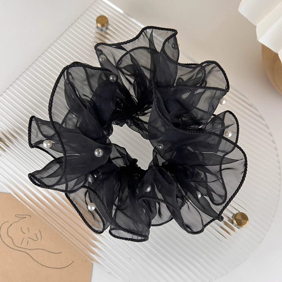 Women's Casual Simple Style Geometric Imitation Pearl Gauze Hair Tie