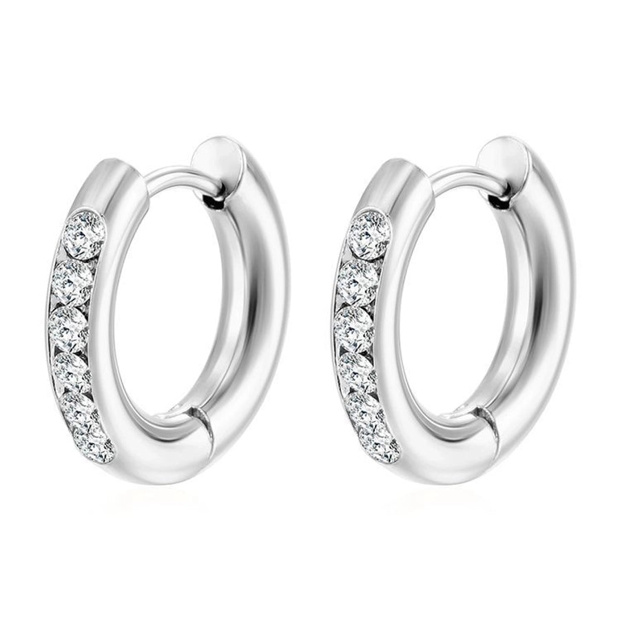 1 Pair Simple Style Solid Color Plating Inlay 304 Stainless Steel Zircon 18K Gold Plated Earrings