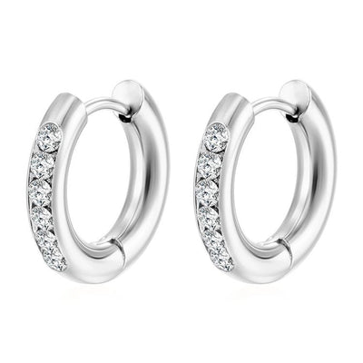 1 Pair Simple Style Solid Color Plating Inlay 304 Stainless Steel Zircon 18K Gold Plated Earrings