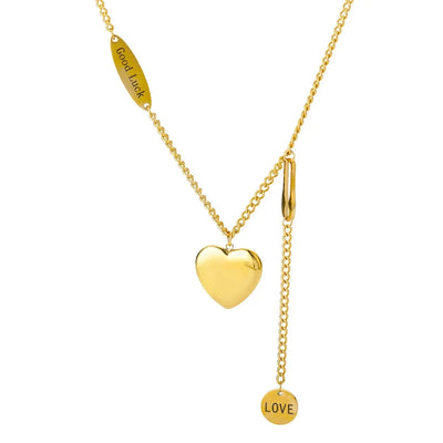 Jewelry Vintage Style Heart Shape 304 Stainless Steel Copper 18K Gold Plated Pendant Necklace