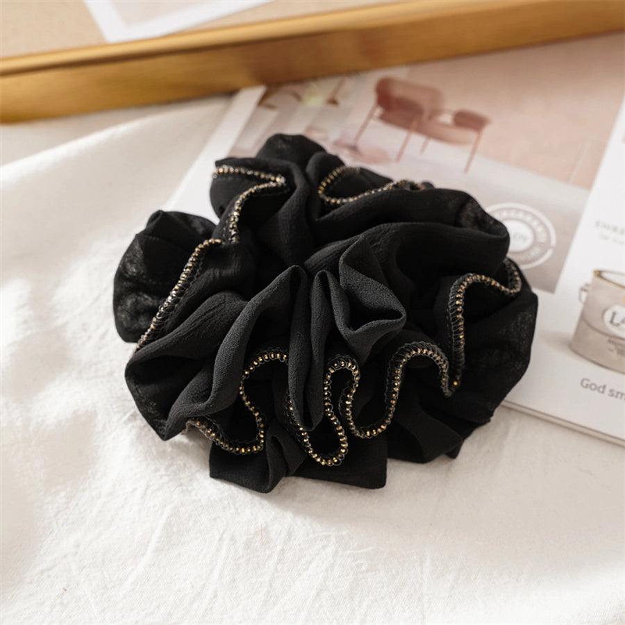 simple style solid color ruffles cloth pleated hair tie 1 piece