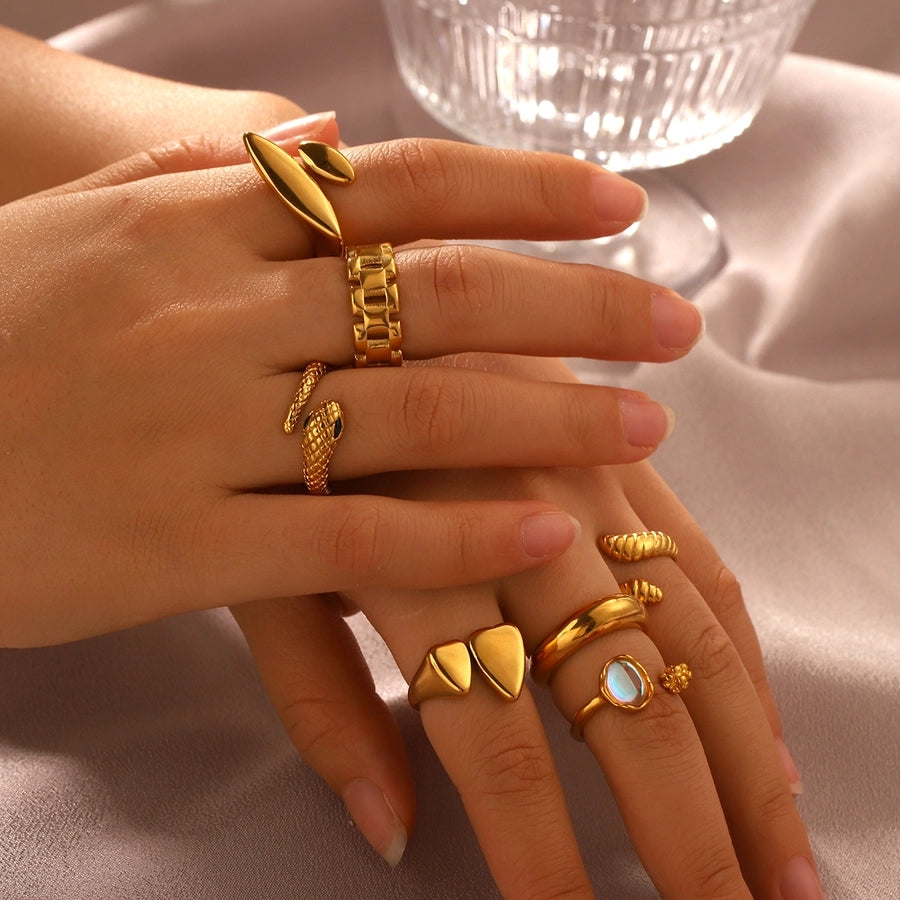 Jewelry IG Style Classic Style Irregular Geometric 304 Stainless Steel Titanium Steel 18K Gold Plated Open Rings