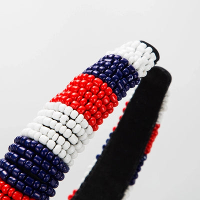 retro color block cloth inlay crystal hair band