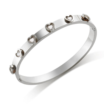 Elegant Heart Shape Titanium Steel Bangle In Bulk