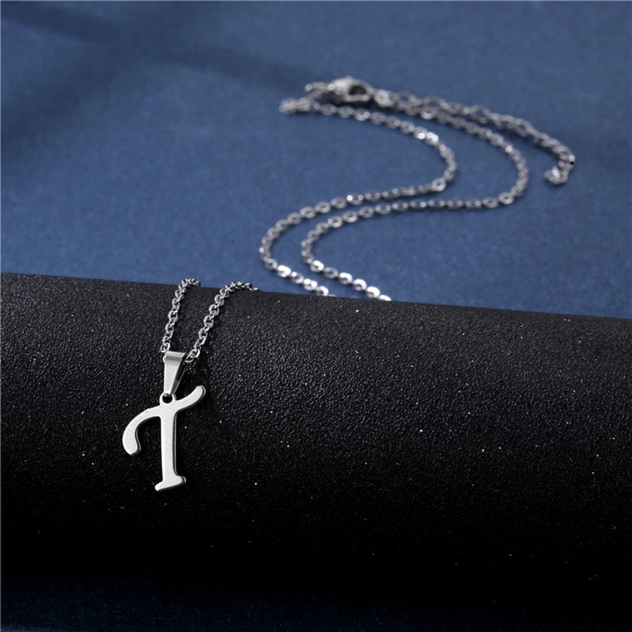 Jewelry Casual Simple Style Classic Style Letter 201 Stainless Steel Silver Plated Hollow Out Pendant Necklace
