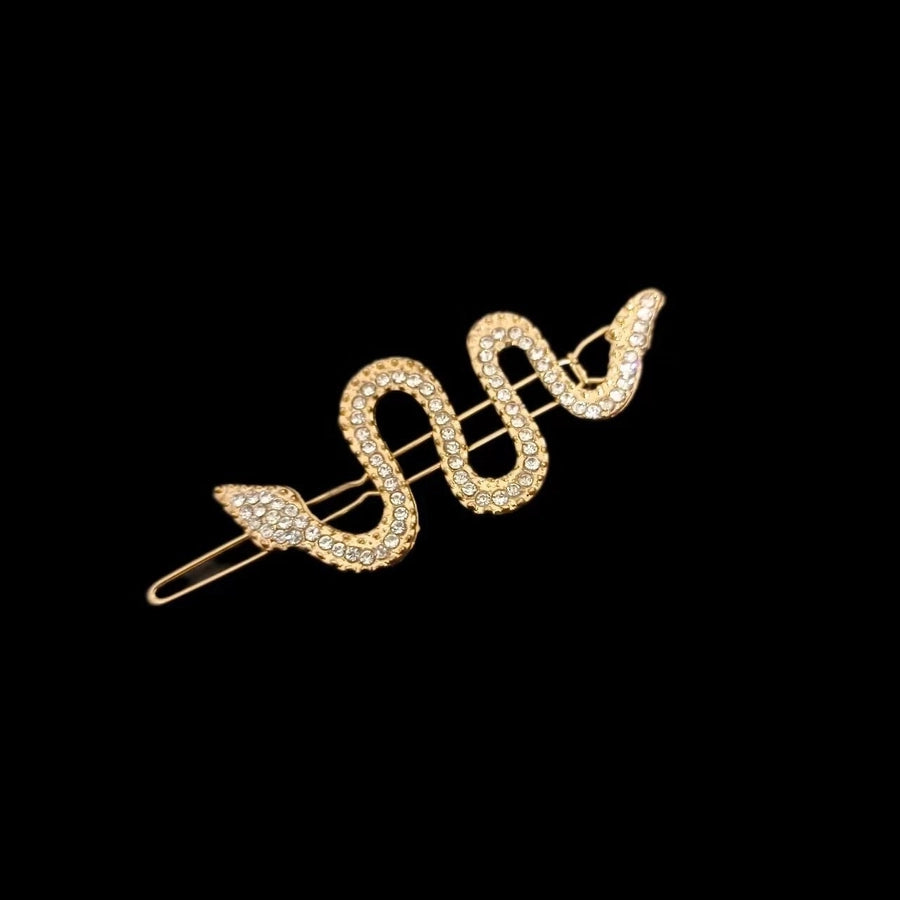 Personalized Snake-Shaped Hairpin Ladies Cold Style Retro Frog Buckle Alloy Rhinestone Clip Bangs Clip