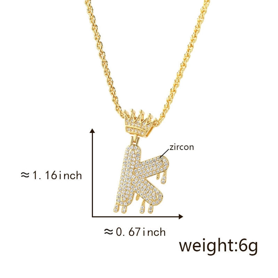 Copper Hemp flowers chain 18K Gold Plated Letter Zirconia Pendant Necklace