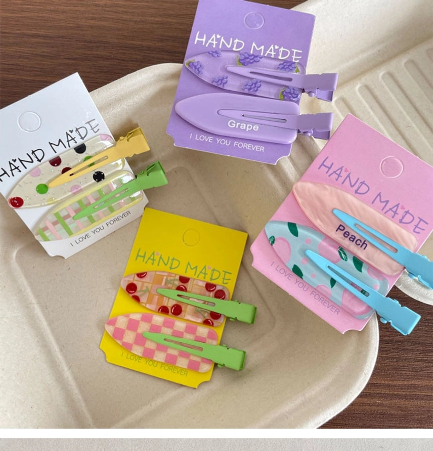 Women's IG Style Cute Stripe Fruit Solid Color Plastic Resin Hair Clip