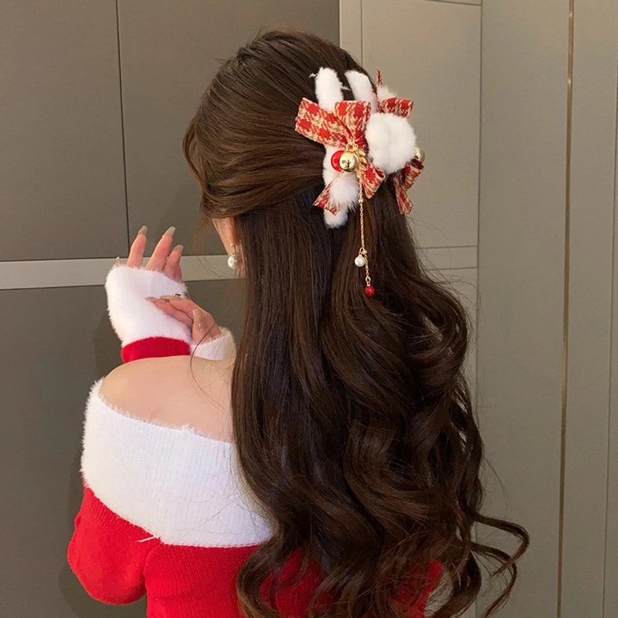Christmas Casual Simple Style Streetwear Women's Bow Knot Arylic Alloy Hair Claws