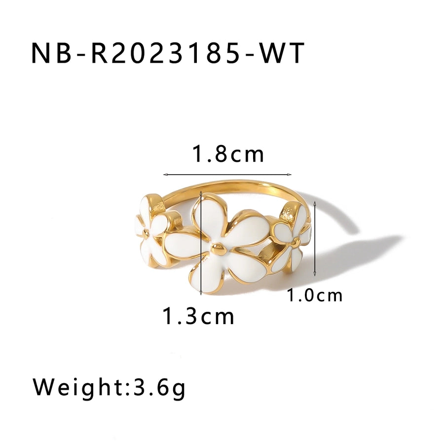 Jewelry IG Style Simple Style Classic Style Flower 304 Stainless Steel 18K Gold Plated Rings