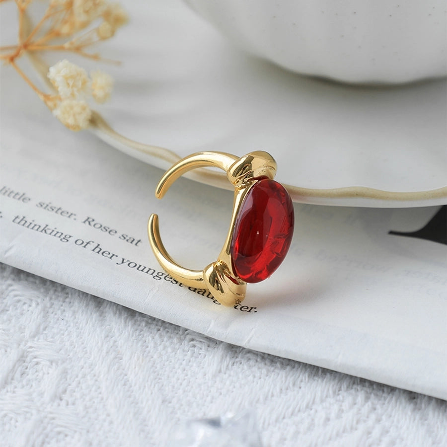 Jewelry Casual Oval 304 Stainless Steel Gem 14K Gold Plated Plating Inlay Rings