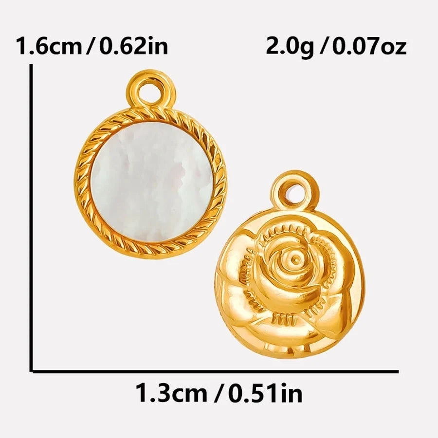 Jewelry Vintage Style Classic Style Round 304 Stainless Steel Shell Abalone Shell 18K Gold Plated Irregular Plating Charms Pendant Necklace