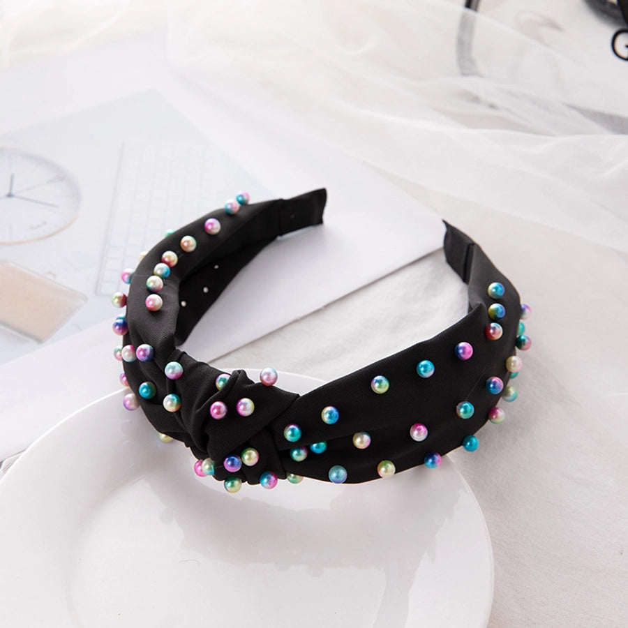 retro knot four-sided bomb inlay beads hair band 1 piece