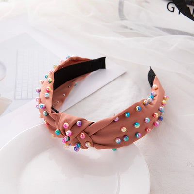 retro knot four-sided bomb inlay beads hair band 1 piece
