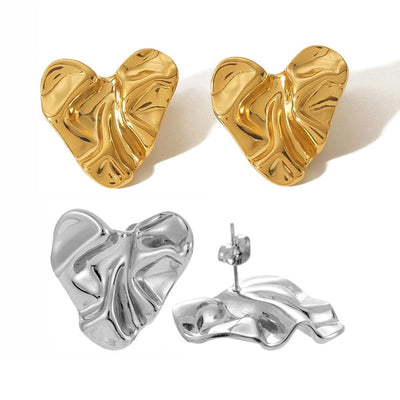 1 Pair Elegant Heart Shape Plating 304 Stainless Steel 18K Gold Plated Ear Studs