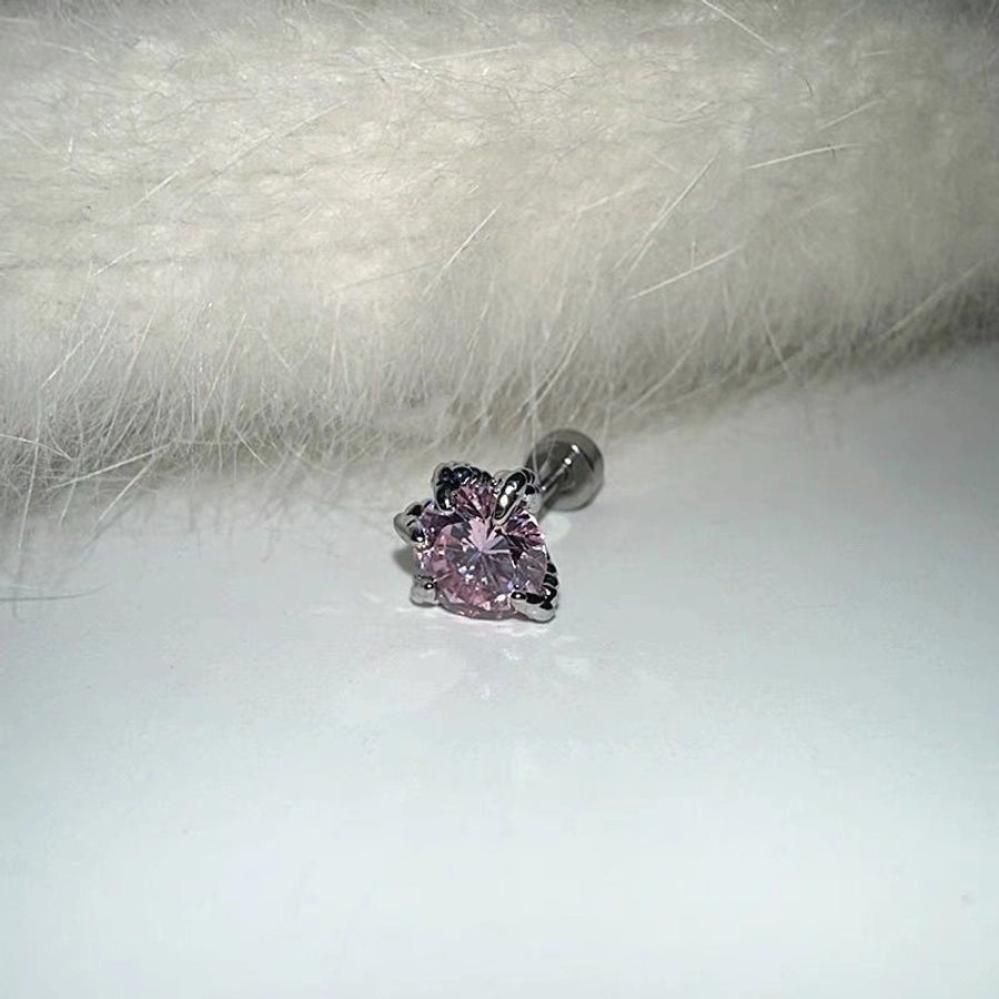 1 Piece Simple Style Geometric Titanium Steel Zircon Ear Studs