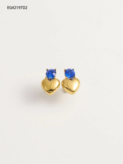 1 Pair IG Style Heart Shape 304 Stainless Steel Rhinestones 18K Gold Plated Earrings