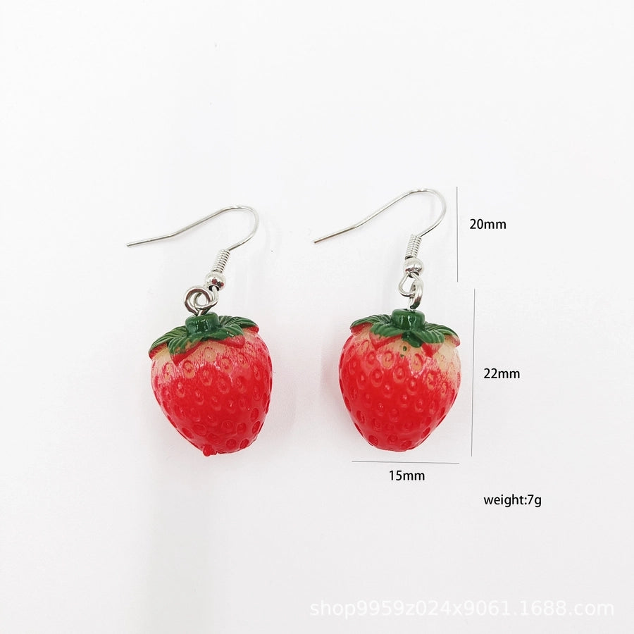 Europe and the United States  personality sweet three-dimensional resin simulation strawberry earrings earrings creative female fun fruit earrings