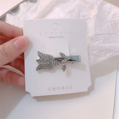 simple style bow knot alloy inlay zircon hair clip