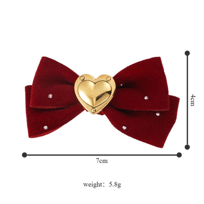 women's lady bow knot alloy cloth hair clip