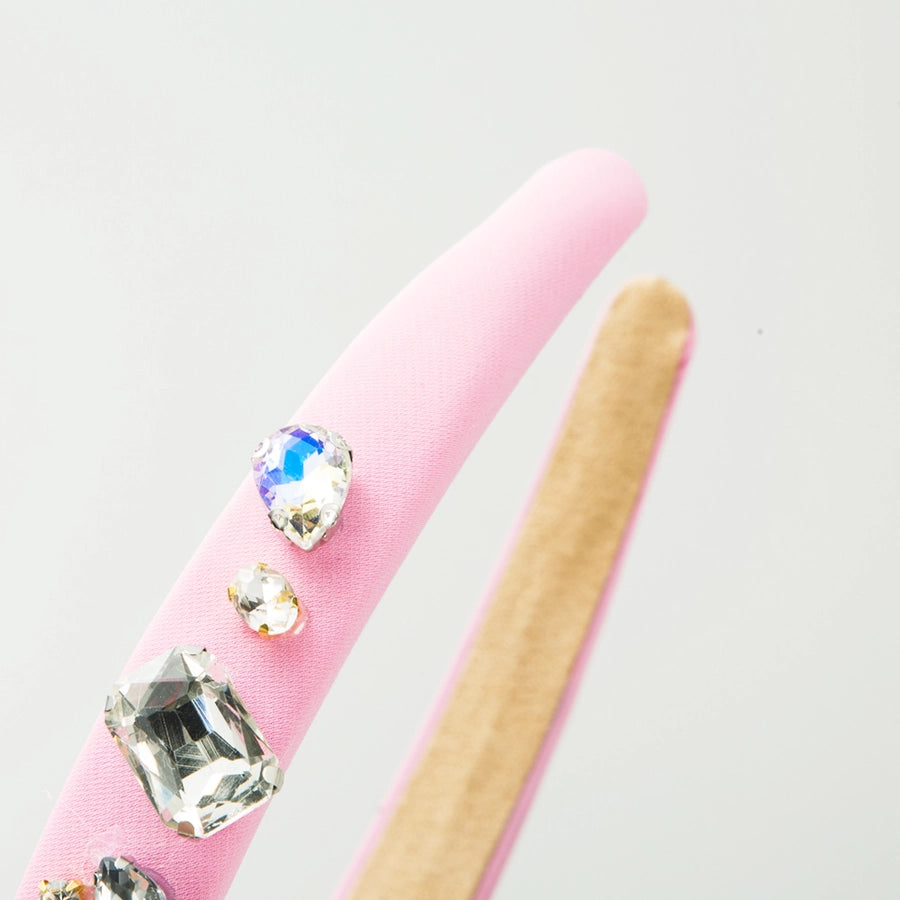 Women's Elegant Glam Square Heart Shape Cloth Sponge Inlay Rhinestones Glass Stone Hair Band