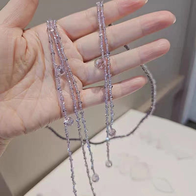 women's shiny solid color artificial crystal beaded tassel hair band