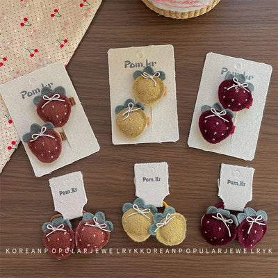 Sweet Girl'S Strawberry Cloth Hair Clip Hair Tie