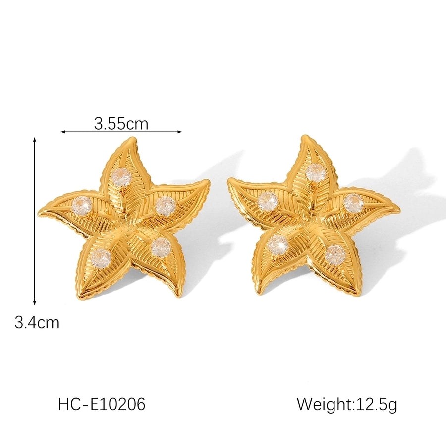 1 Pair IG Style Flower Plating Inlay 304 Stainless Steel Pearl 18K Gold Plated Ear Studs