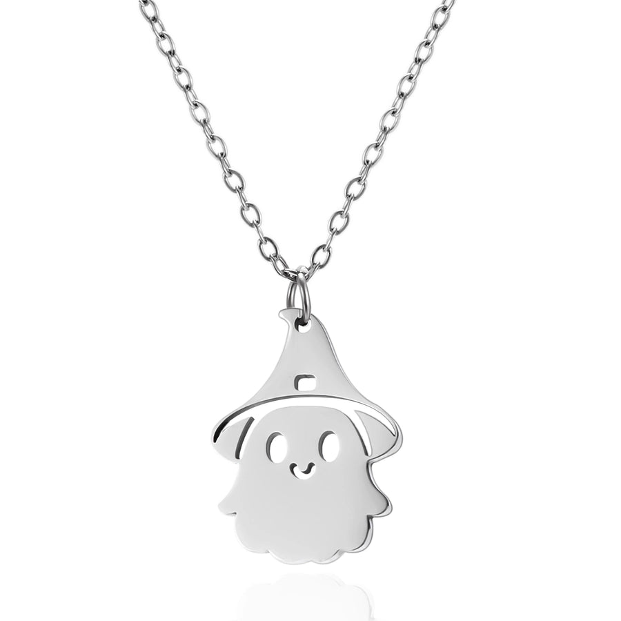 Jewelry Funny Pumpkin ghost Spider 201 Stainless Steel Asymmetrical Hollow Out Pendant Necklace
