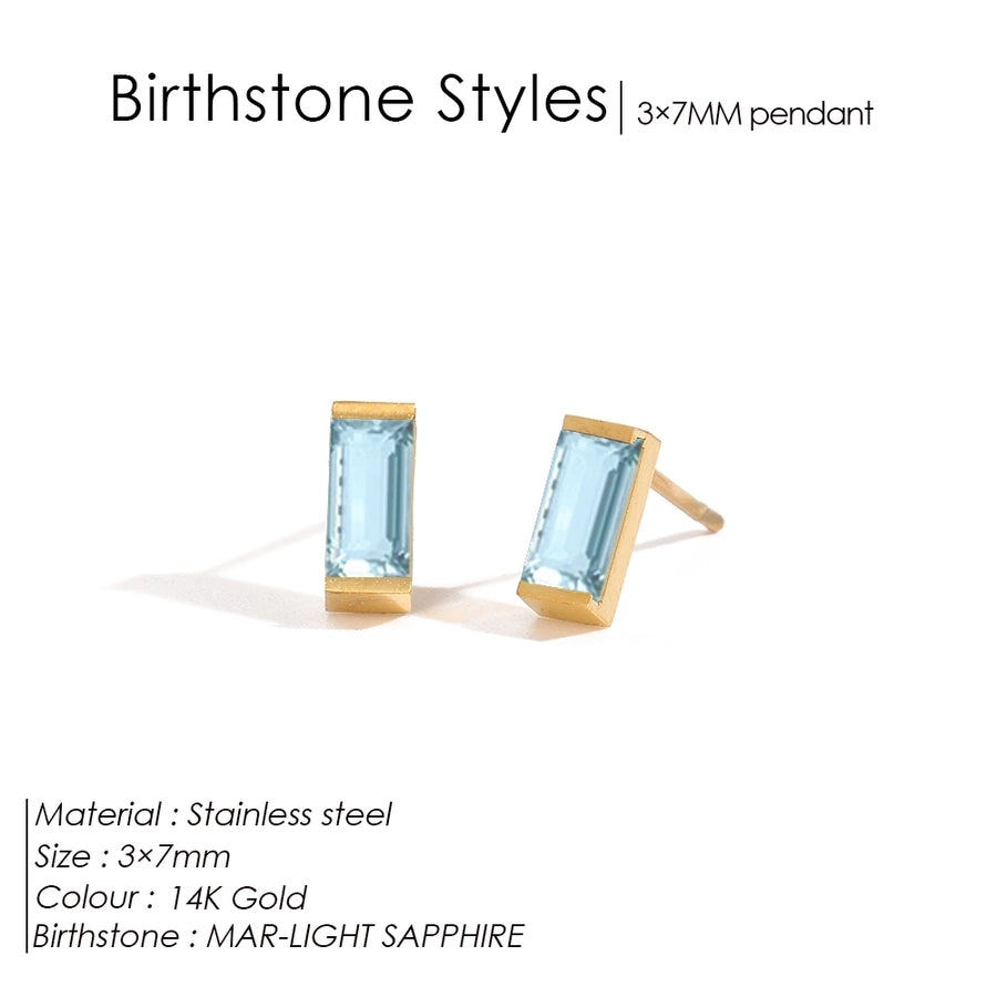 1 Pair Casual Vintage Style Classic Style Square Rectangle 304 Stainless Steel Birthstone Zircon Ear Studs