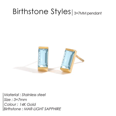 1 Pair Casual Vintage Style Classic Style Square Rectangle 304 Stainless Steel Birthstone Zircon Ear Studs