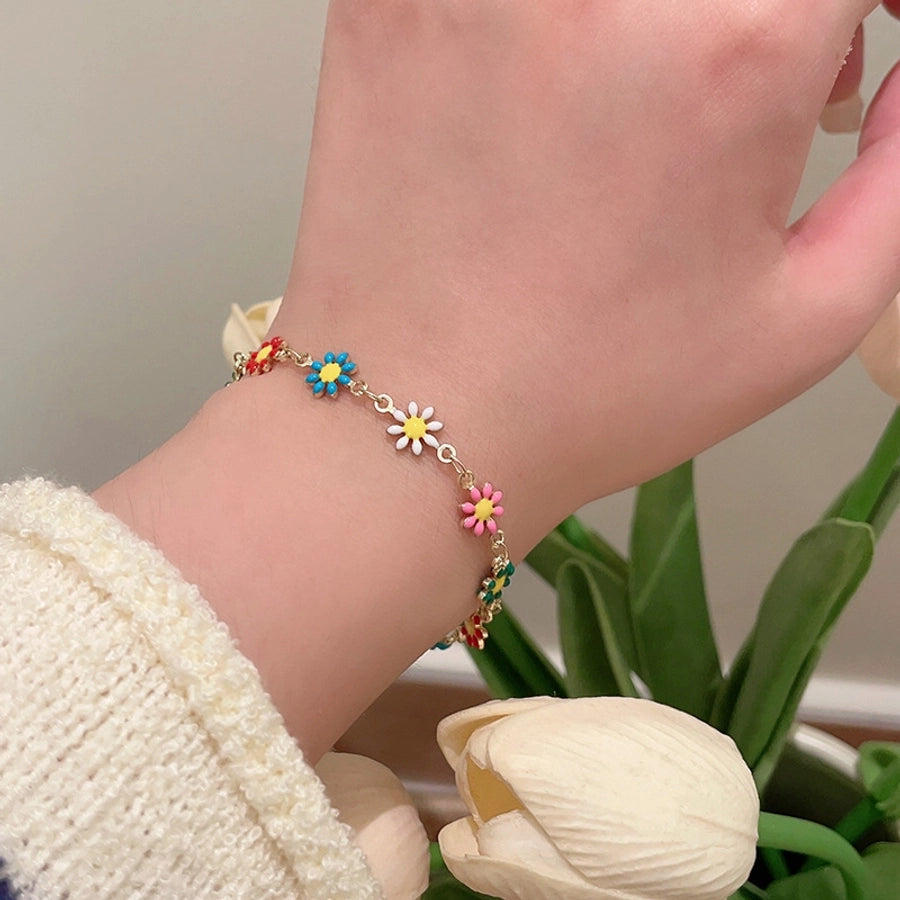 Copper Enamel Daisy Bracelets