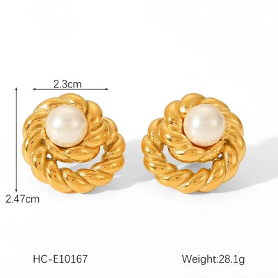 1 Pair IG Style Classic Style Thread 304 Stainless Steel Titanium Steel 18K Gold Plated Ear Studs