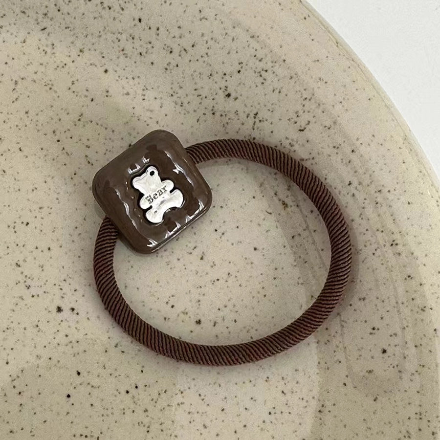 Korean Style New High-Grade Design Bear Puppy Necklace Square Rubber Band Tie Ponytail Hair String Headdress High Elasticity High Quality  Hair Accessories