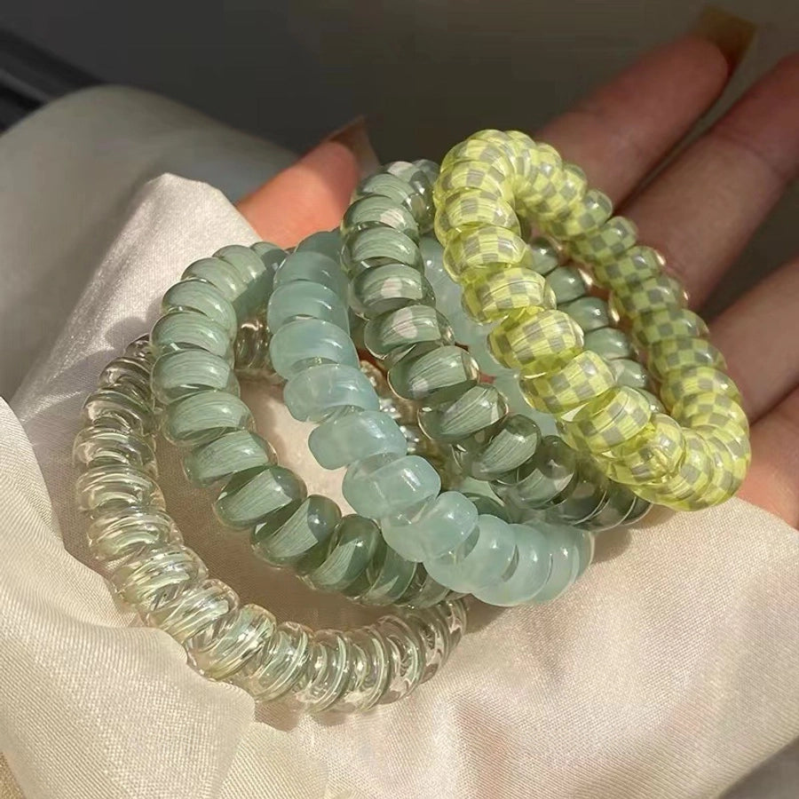 Fashionable Color Telephone Line Hair Ring Headwear Women's High Elastic Durable Tie Hair Rope Rubber Tendon Simple Tie Hair Rope