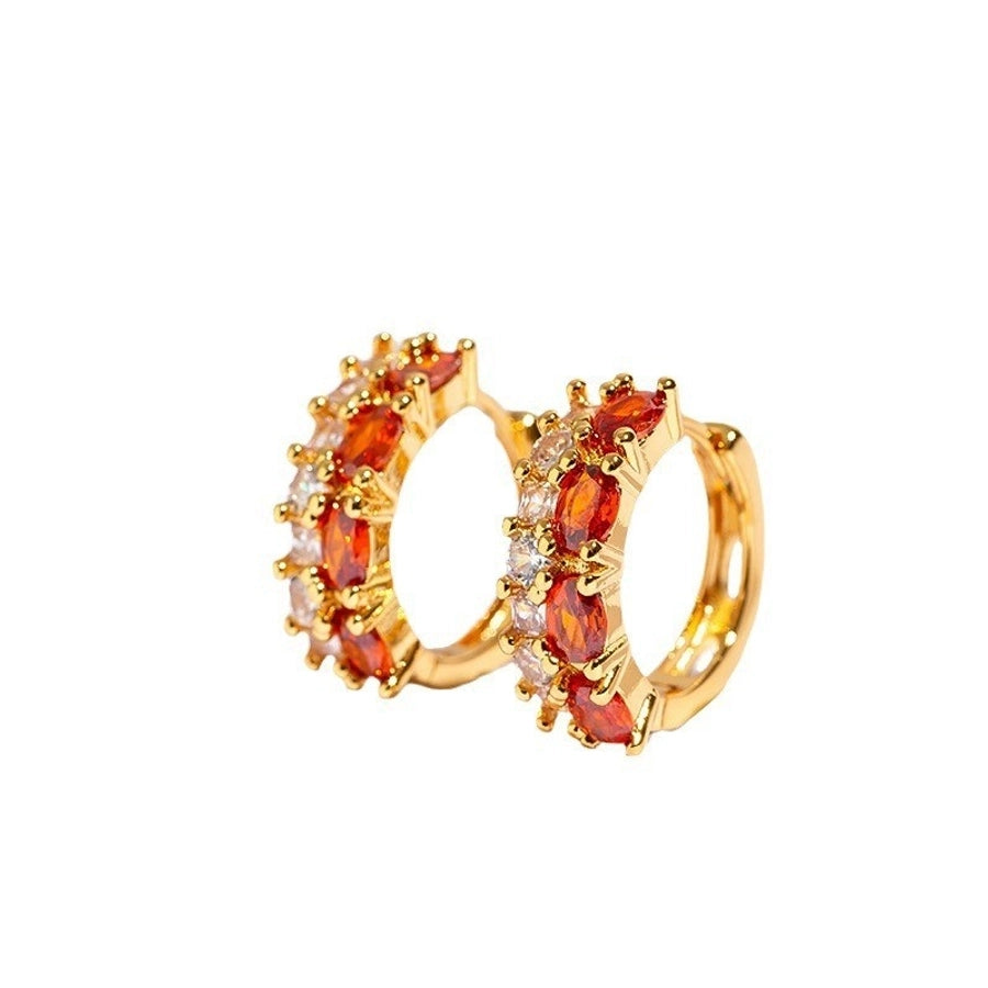 1 Pair Simple Style Geometric Plating Copper Zircon Earrings