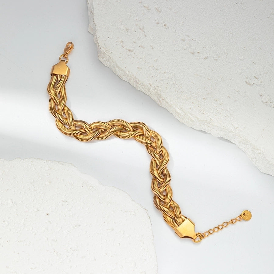 Casual Vacation Sweet Twist 304 Stainless Steel 14K Gold Plated Bracelets In Bulk