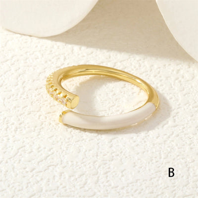 Jewelry Classic Style Geometric Lines Copper Zircon Enamel Rings