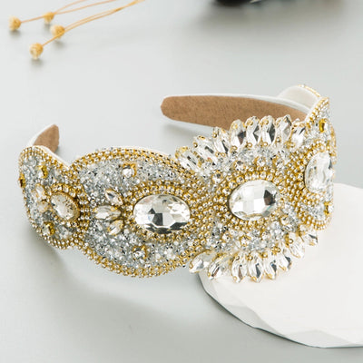 fashion geometric cloth inlay rhinestones hair band 1 piece