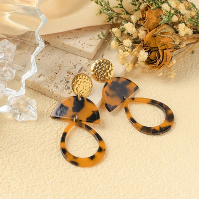 1 Pair Preppy Style Vacation Streetwear Geometric Plating Hollow Out 304 Stainless Steel Arylic 14K Gold Plated Drop Earrings