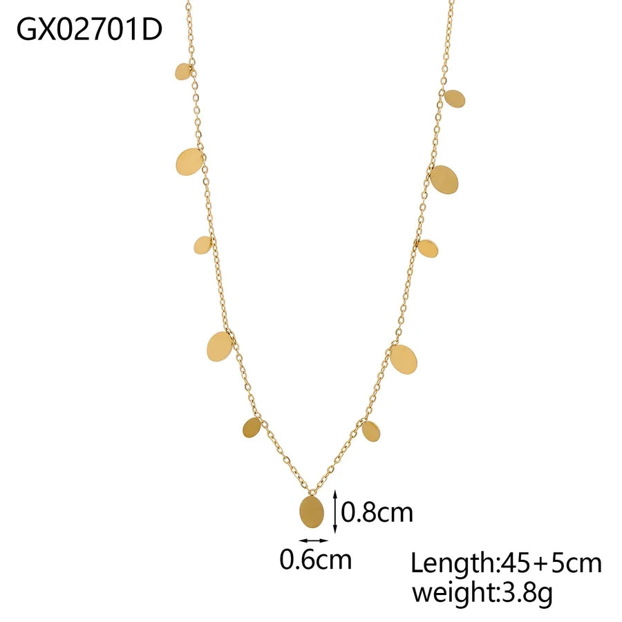 Jewelry Simple Style Geometric 304 Stainless Steel 18K Gold Plated Multi Charms Necklace